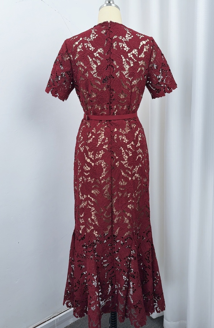 Lace retro slim temperament mermaid hollow dress