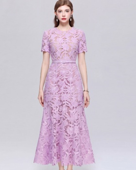 France style hollow retro short sleeve dress
