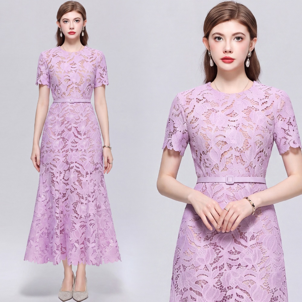 France style hollow retro short sleeve dress