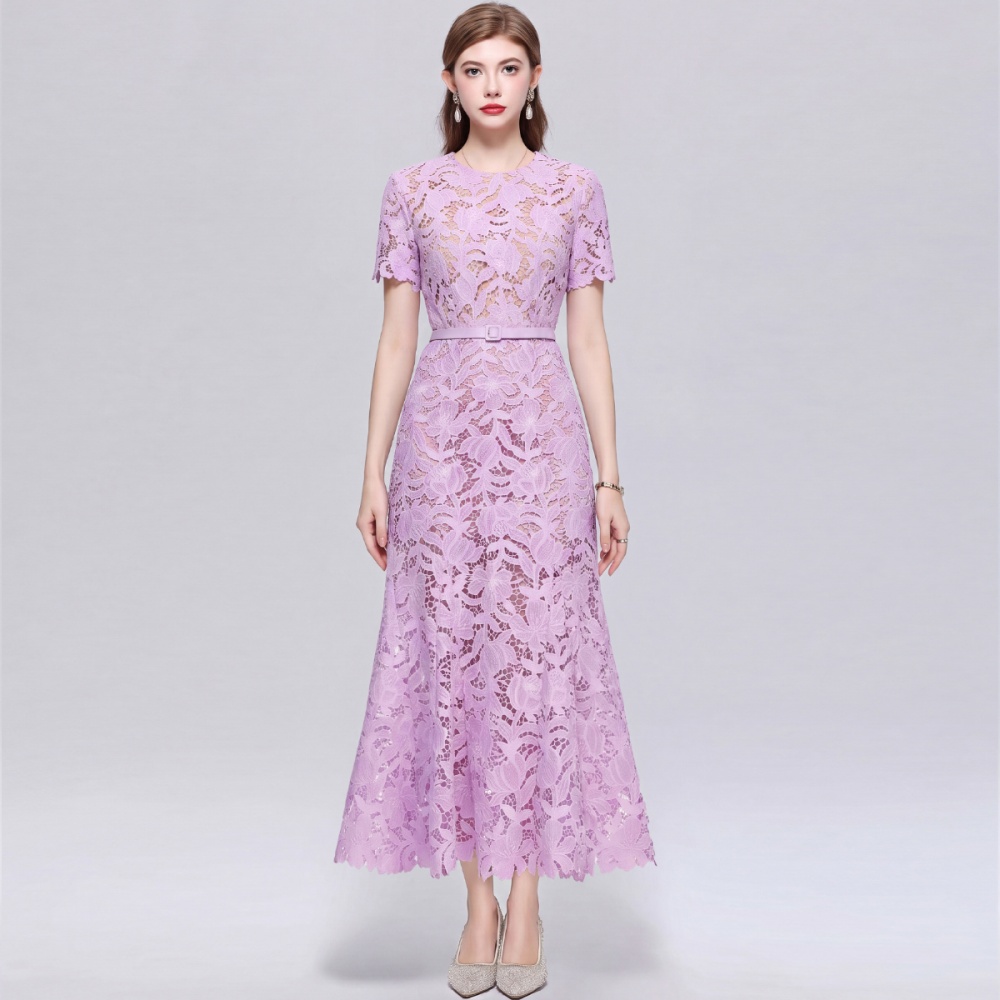 France style hollow retro short sleeve dress