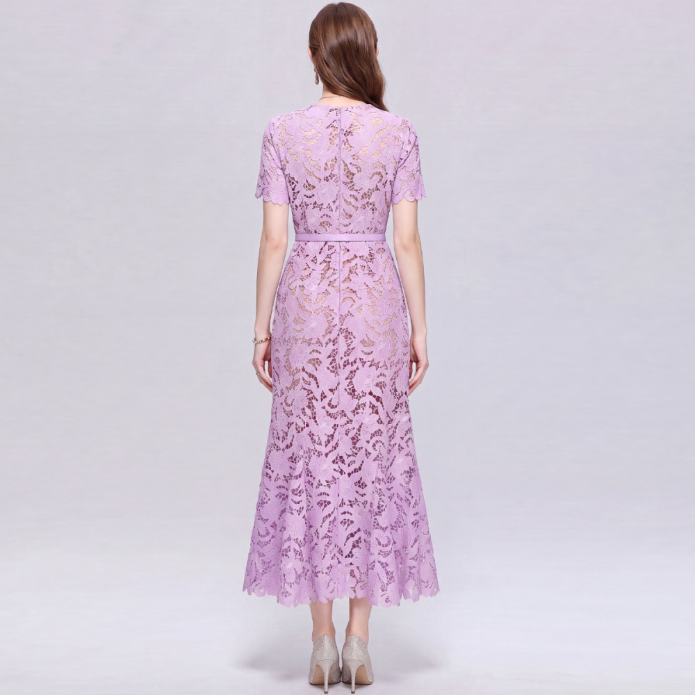 France style hollow retro short sleeve dress