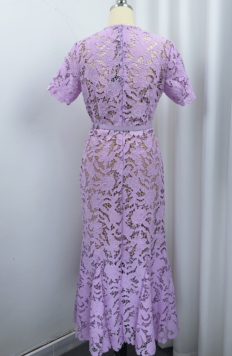 France style hollow retro short sleeve dress