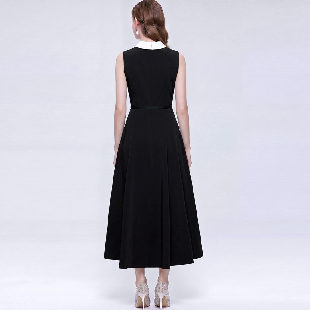 Hepburn style dress satin long dress for women
