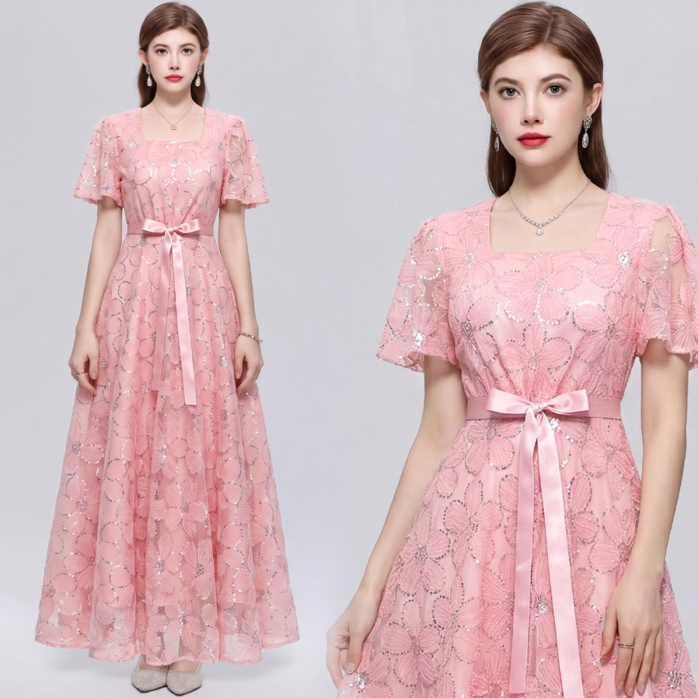 Pinched waist dress single-breasted long dress