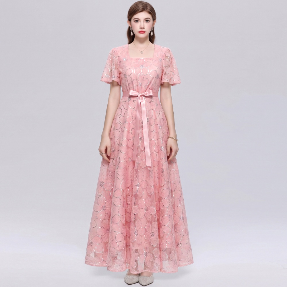 Pinched waist dress single-breasted long dress