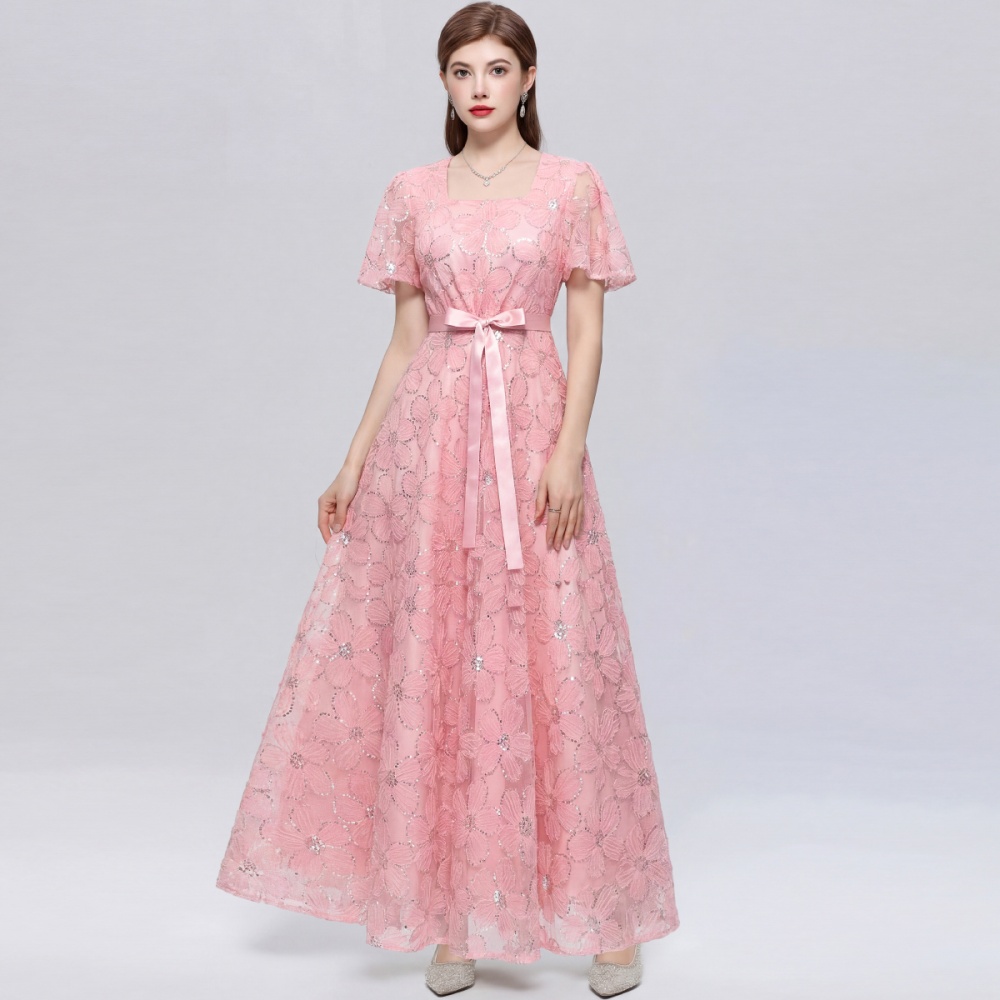 Pinched waist dress single-breasted long dress