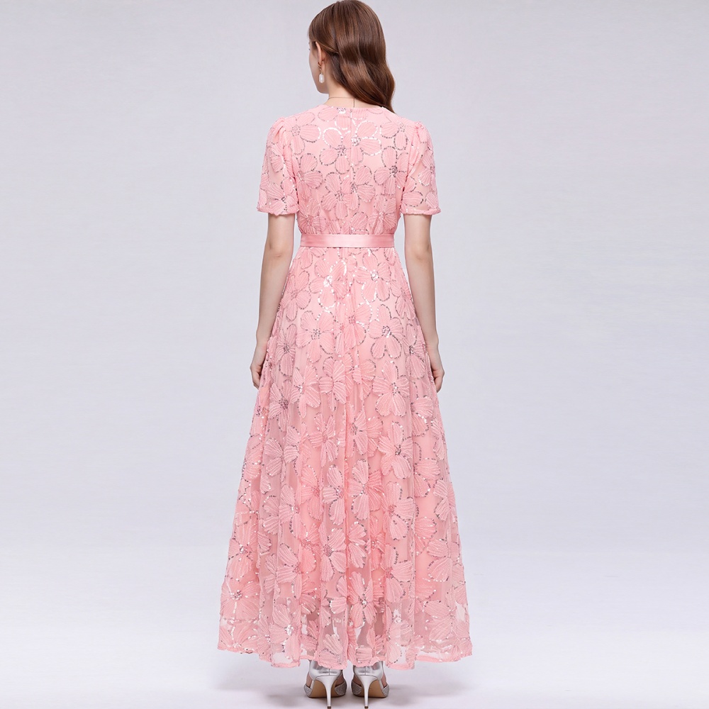 Pinched waist dress single-breasted long dress