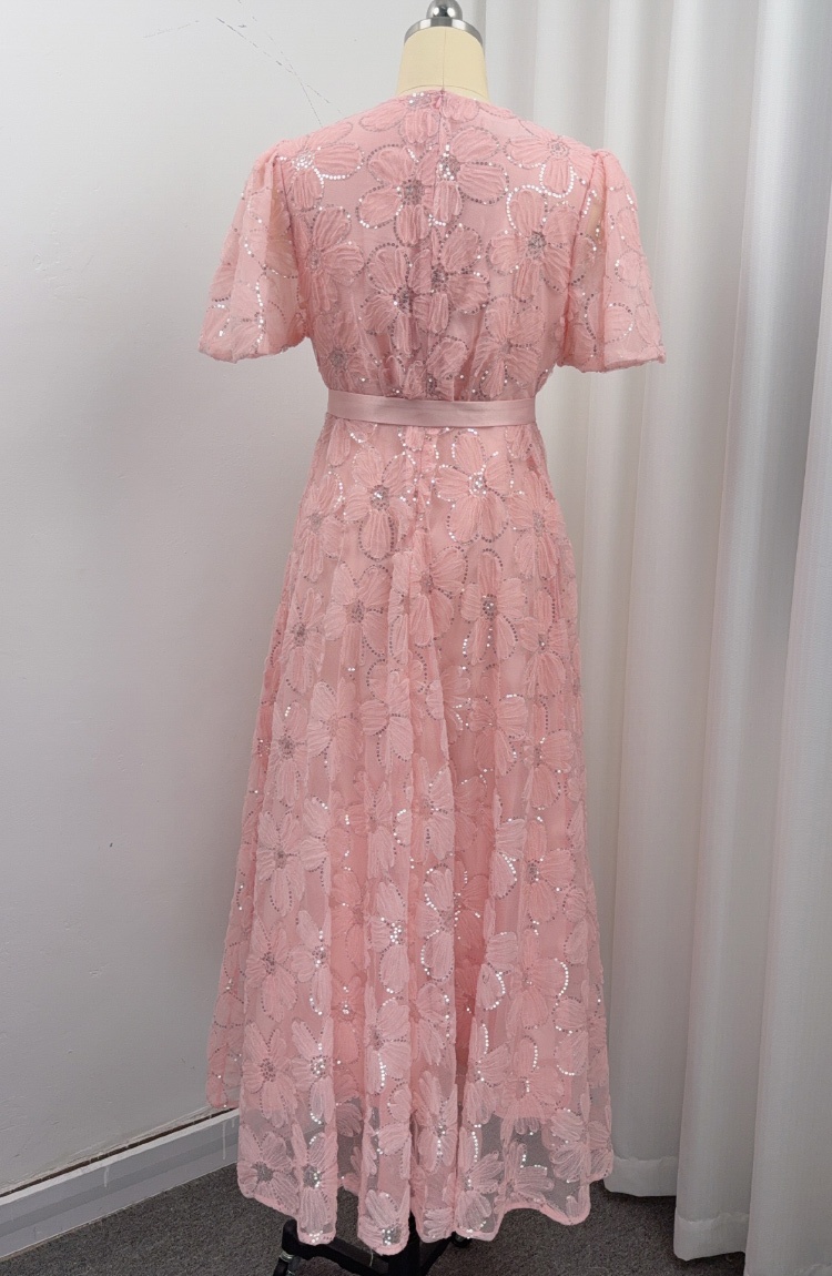 Pinched waist dress single-breasted long dress