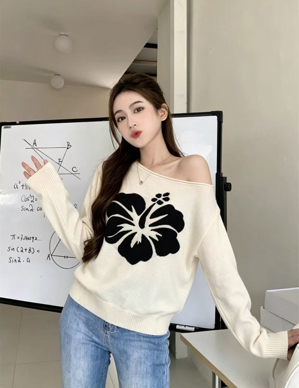 Autumn knitted sweater long sleeve spicegirl tops