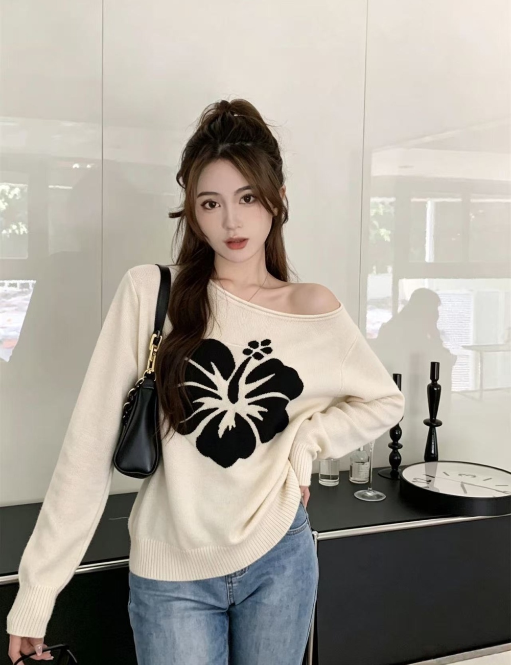 Autumn knitted sweater long sleeve spicegirl tops