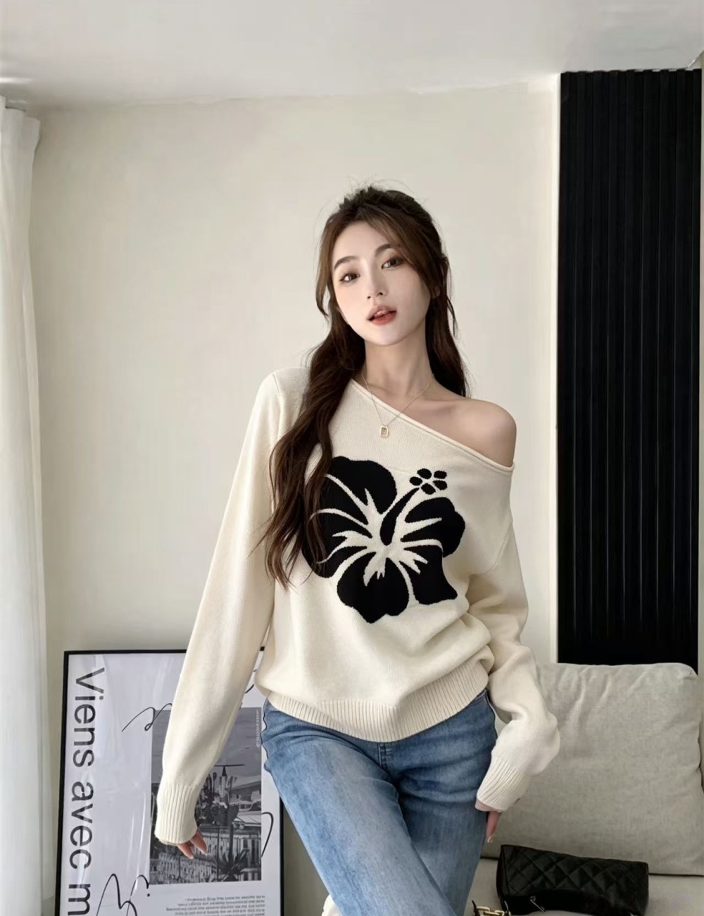 Autumn knitted sweater long sleeve spicegirl tops