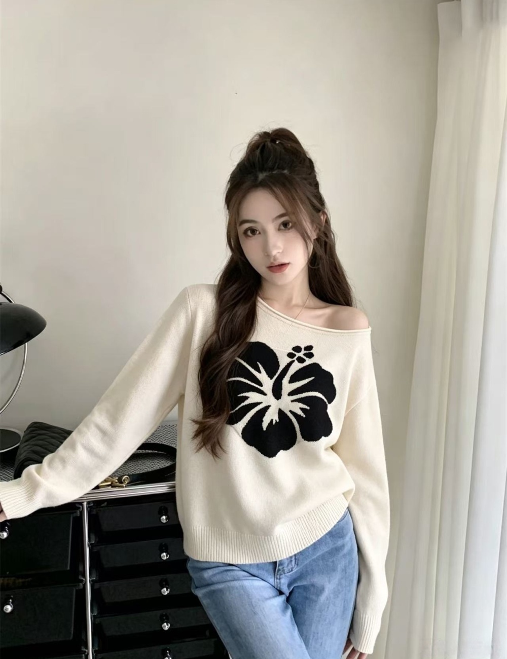 Autumn knitted sweater long sleeve spicegirl tops