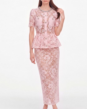 Puff sleeve tender lace France style dress for women