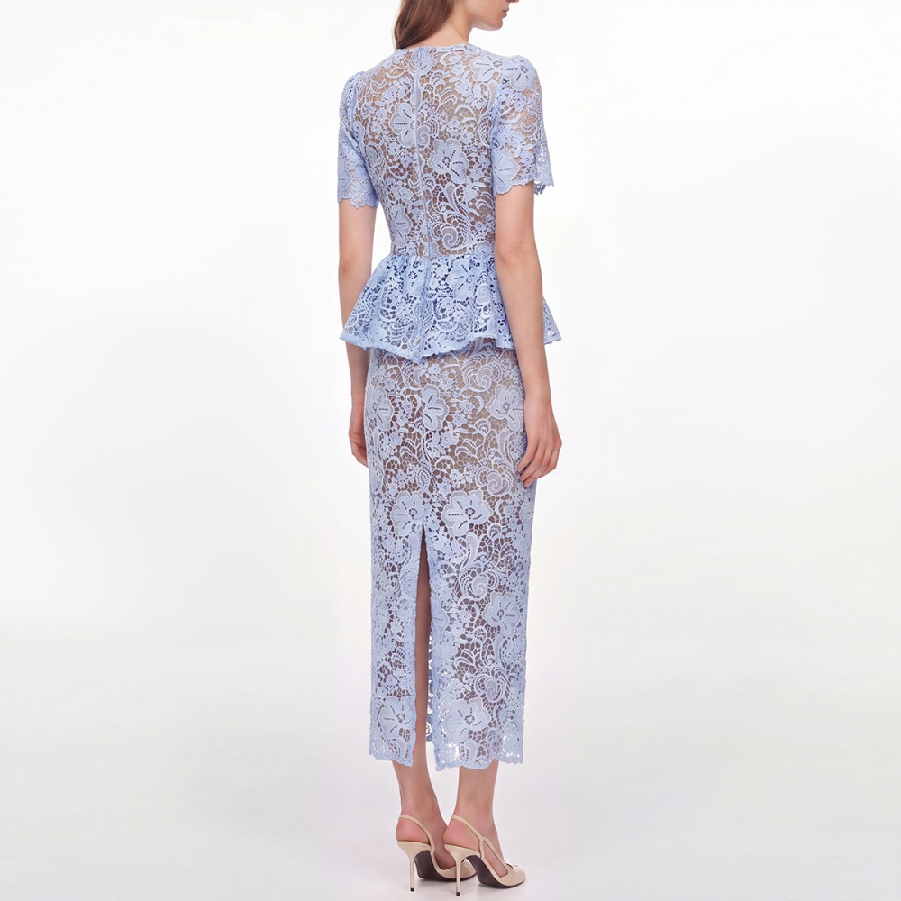 High waist round neck rhinestone dress for women