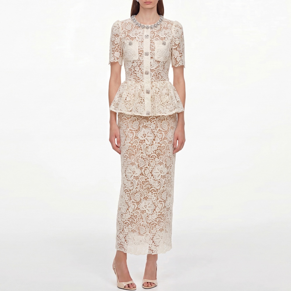 Rhinestone Pseudo-two round neck slim dress for women