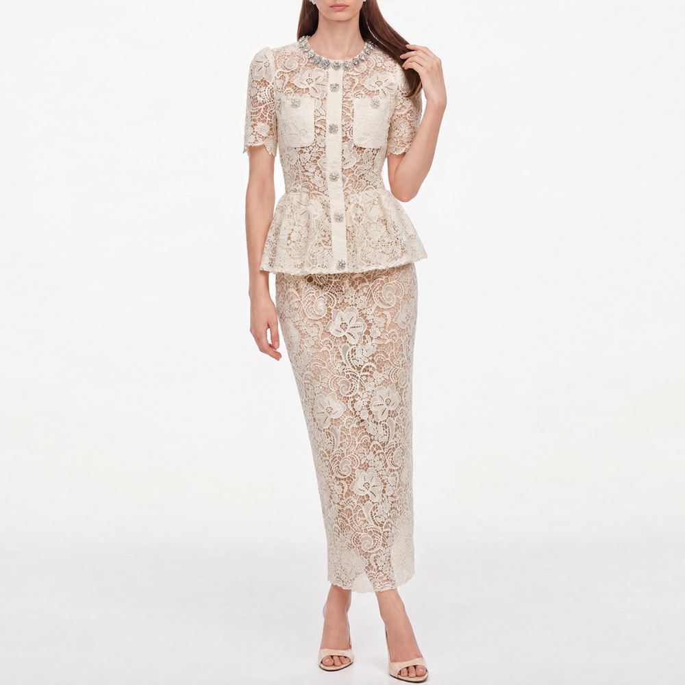 Rhinestone Pseudo-two round neck slim dress for women
