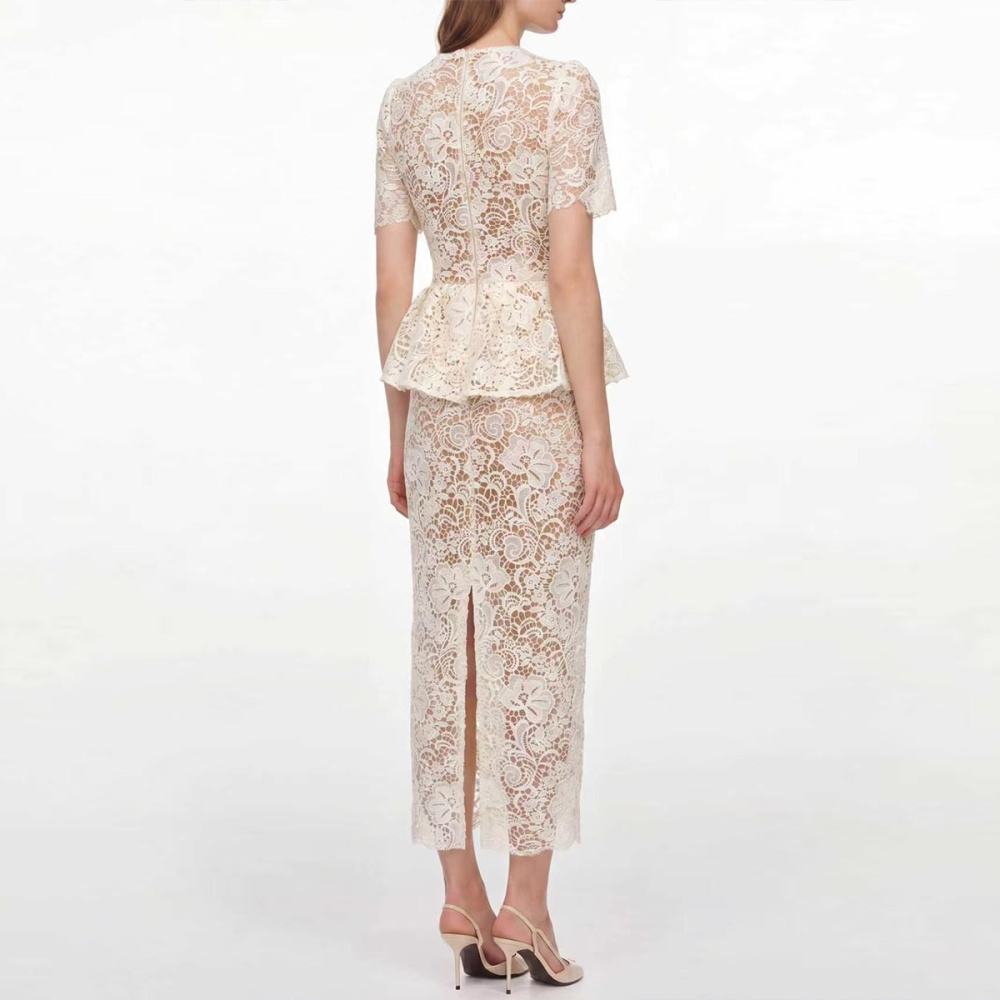 Rhinestone Pseudo-two round neck slim dress for women