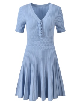 All-match short sleeve dress knitted T-back
