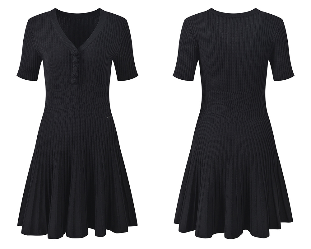 All-match short sleeve dress knitted T-back