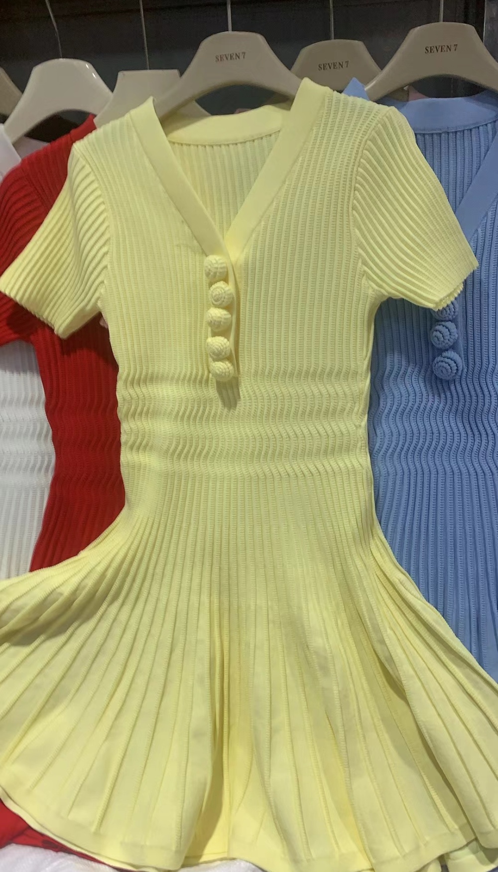 All-match short sleeve dress knitted T-back