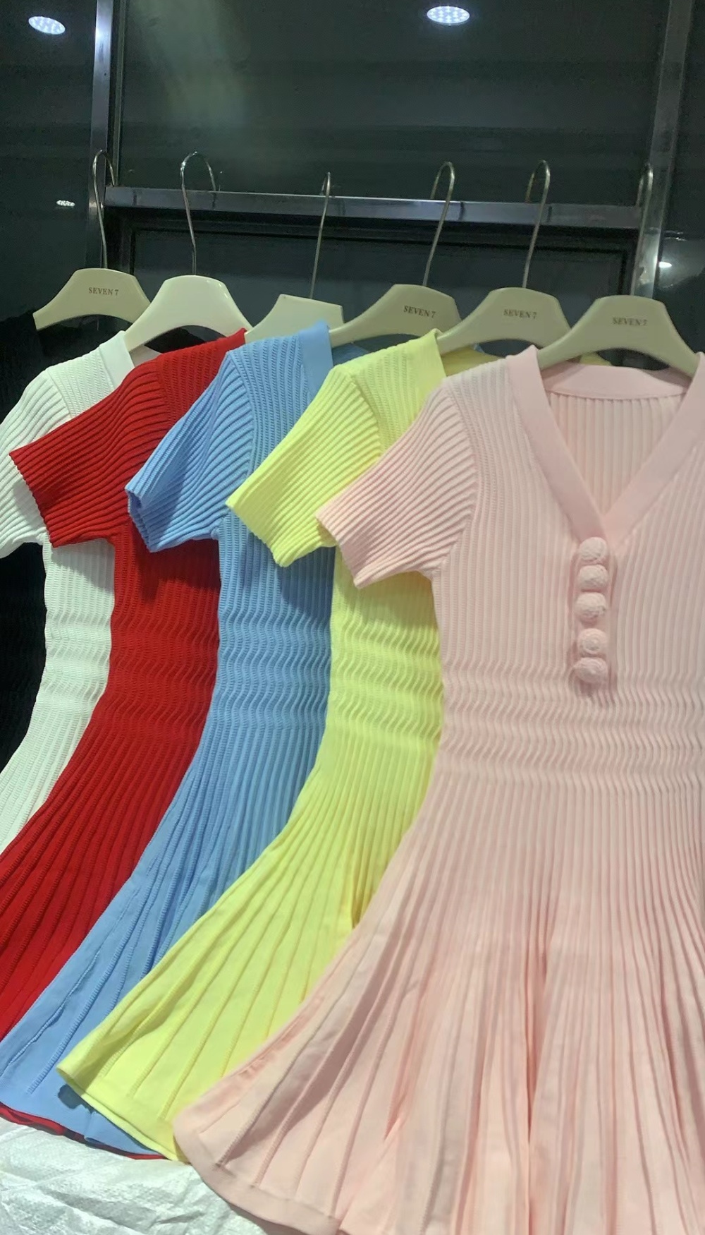 All-match short sleeve dress knitted T-back