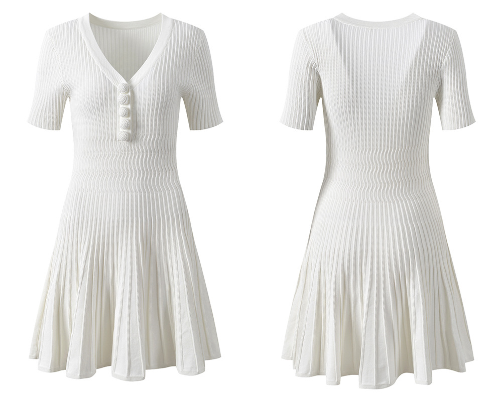 All-match short sleeve dress knitted T-back