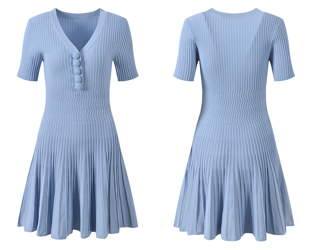 All-match short sleeve dress knitted T-back