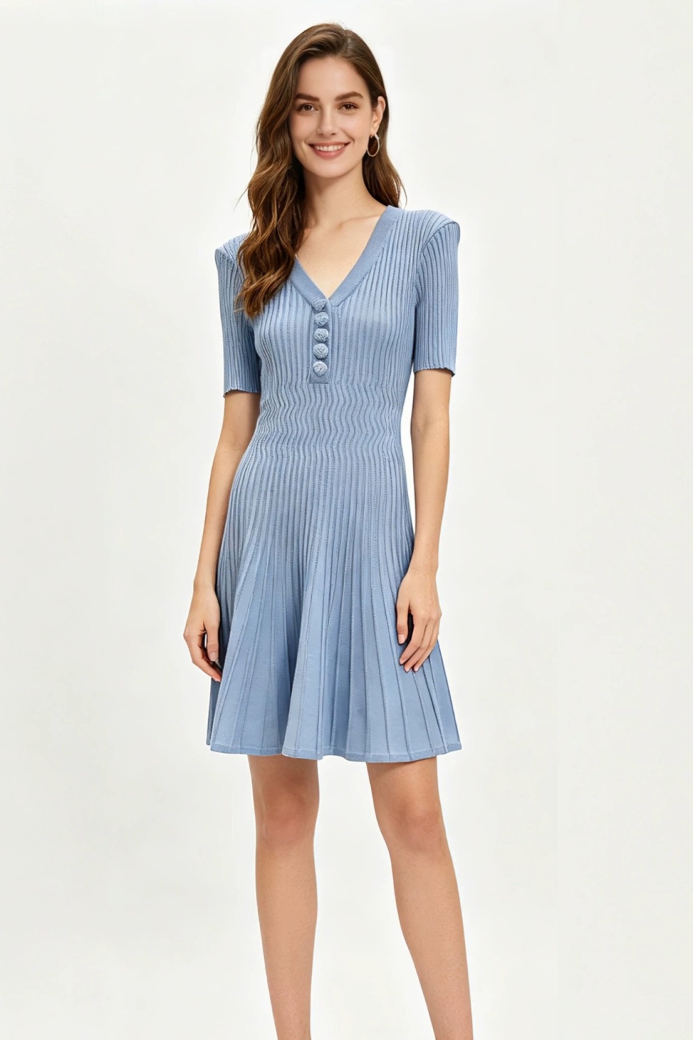 All-match short sleeve dress knitted T-back