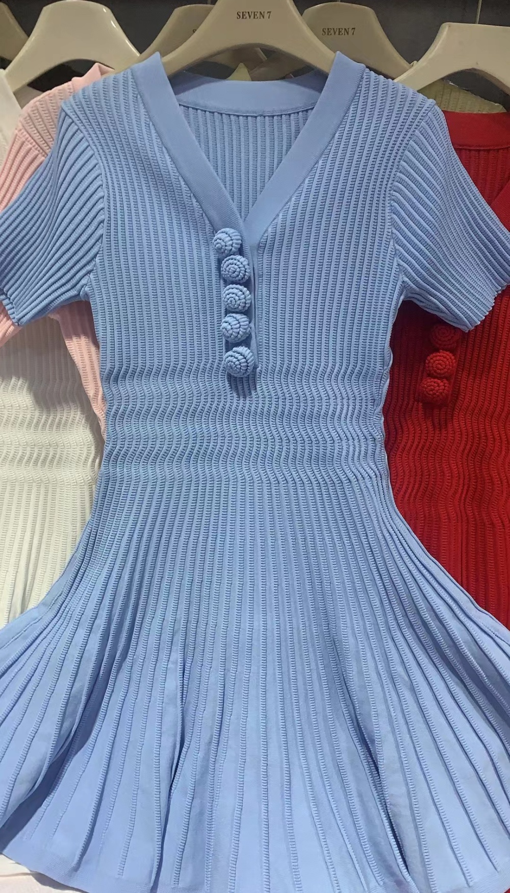 All-match short sleeve dress knitted T-back
