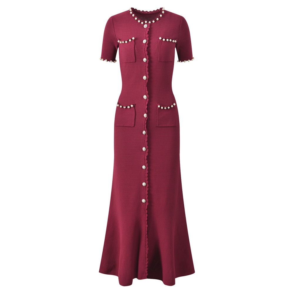 Elegant long spring and summer single-breasted dress