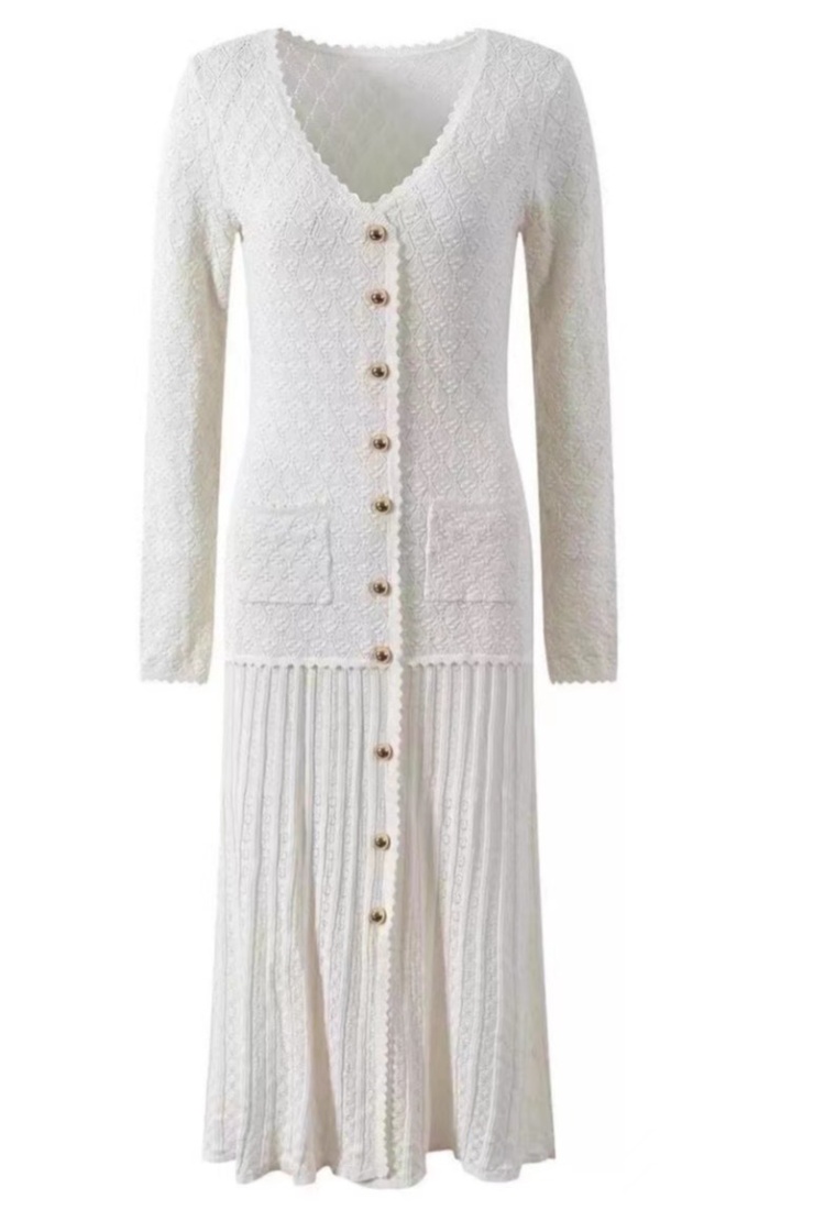 Long sleeve autumn and winter crochet dress for women