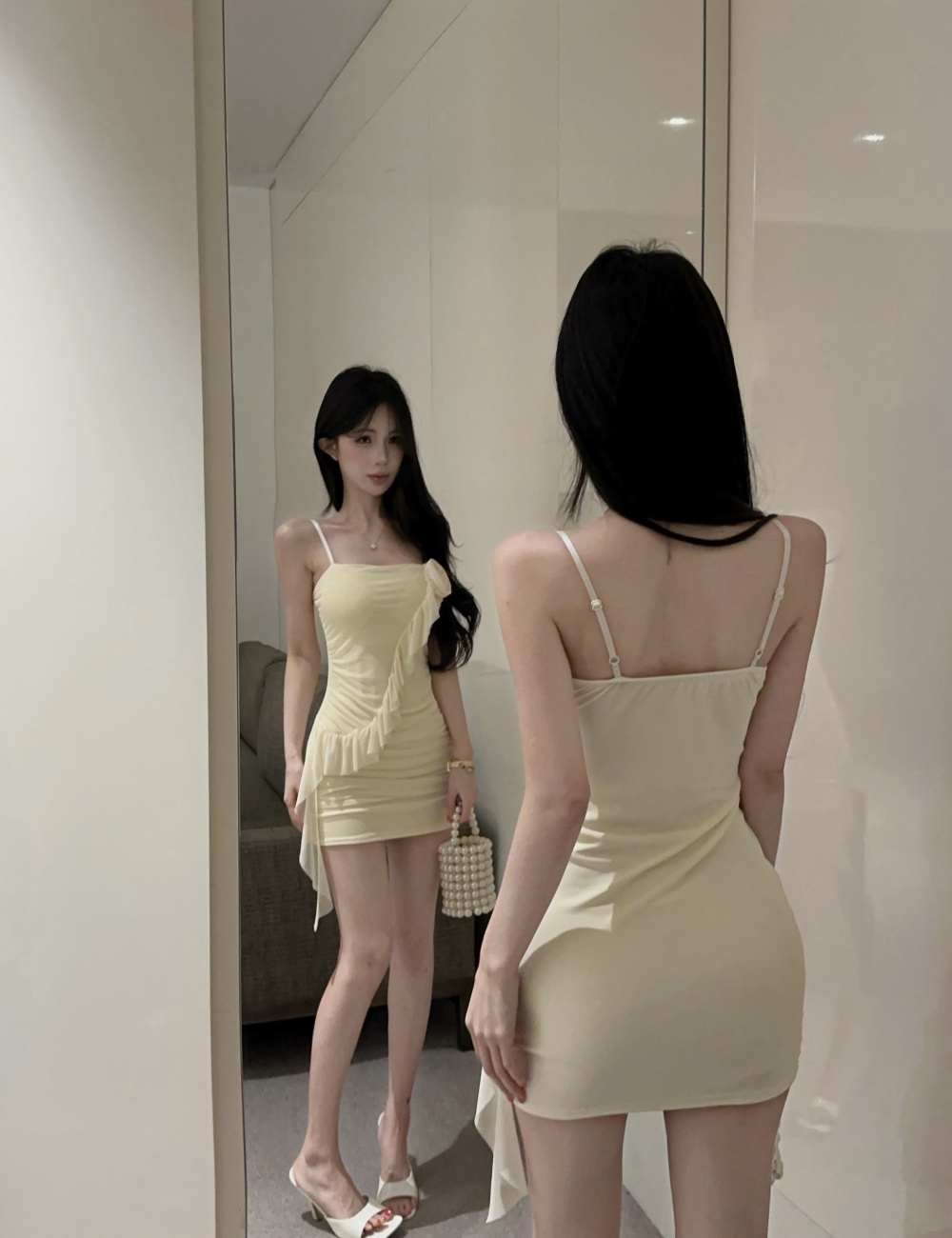 Tight dress drawstring T-back for women