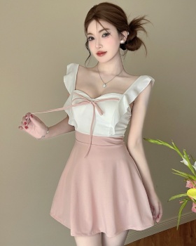 Sexy big skirt nightclub slim lotus leaf edges dress