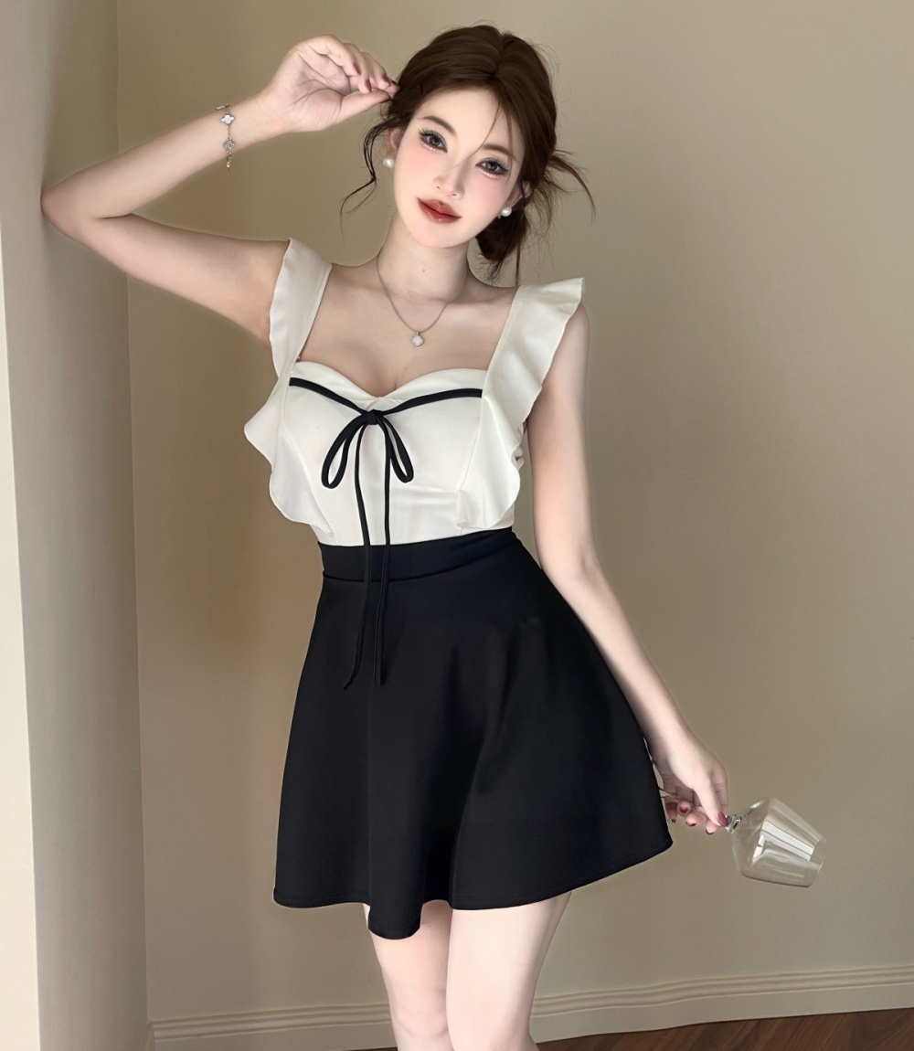 Sexy big skirt nightclub slim lotus leaf edges dress