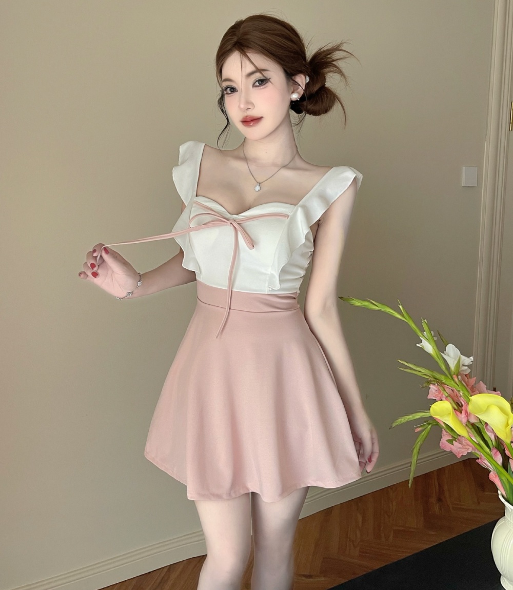 Sexy big skirt nightclub slim lotus leaf edges dress
