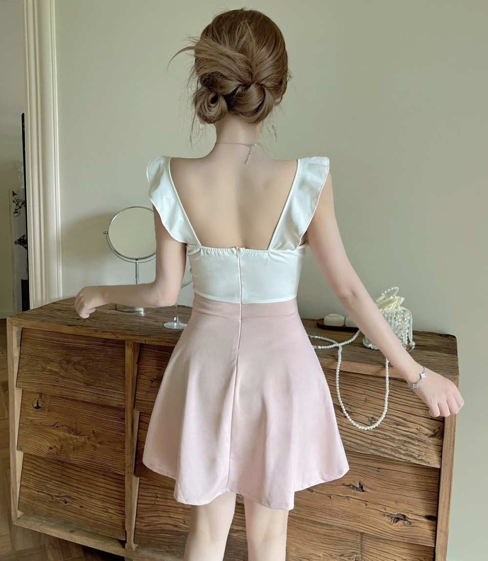 Sexy big skirt nightclub slim lotus leaf edges dress