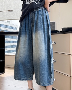 High waist balloon pants wide leg seven tenths jeans for women