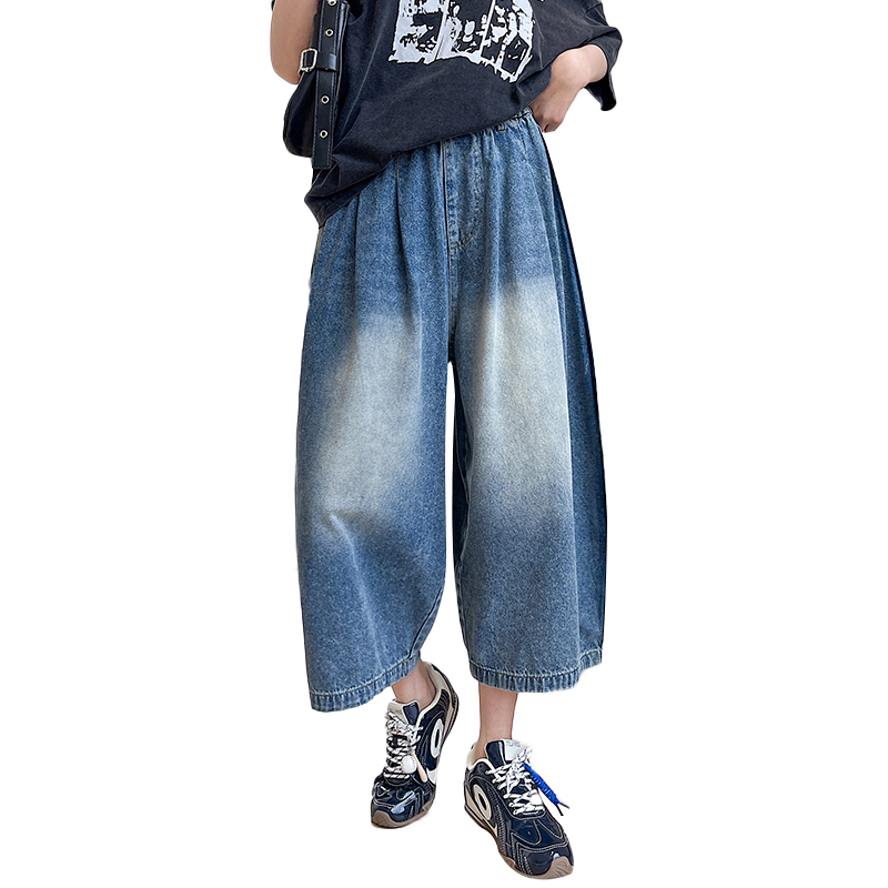 High waist balloon pants wide leg seven tenths jeans for women