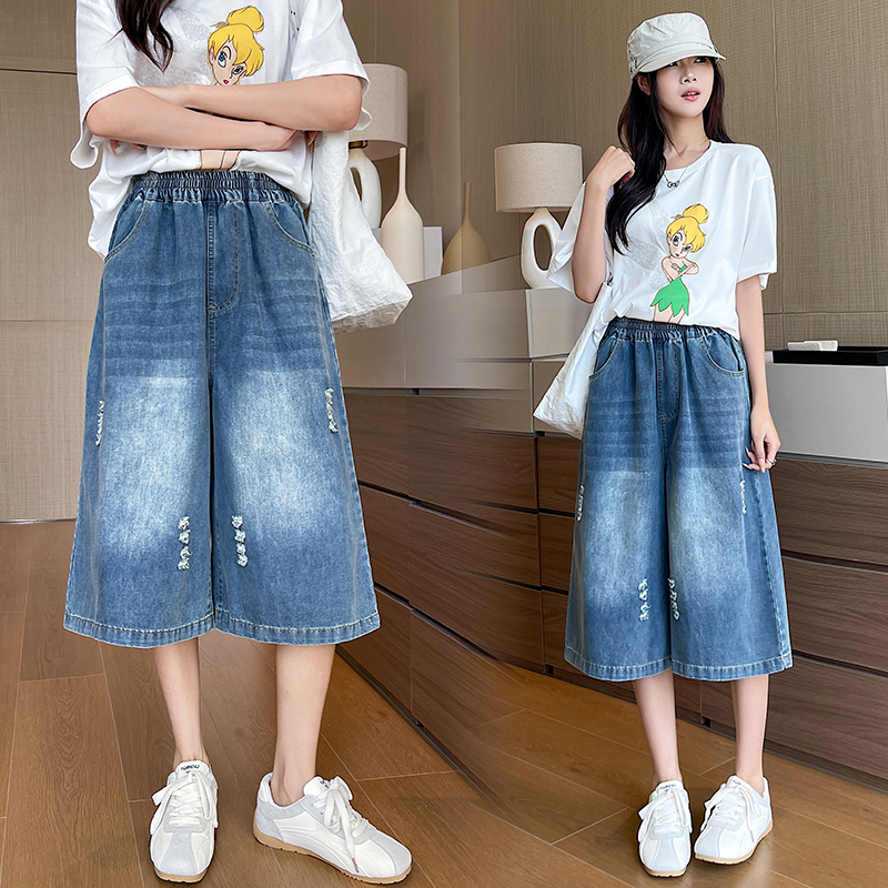 Seven tenths quality jeans elastic waist wide leg pants for women