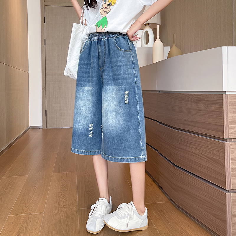 Seven tenths quality jeans elastic waist wide leg pants for women