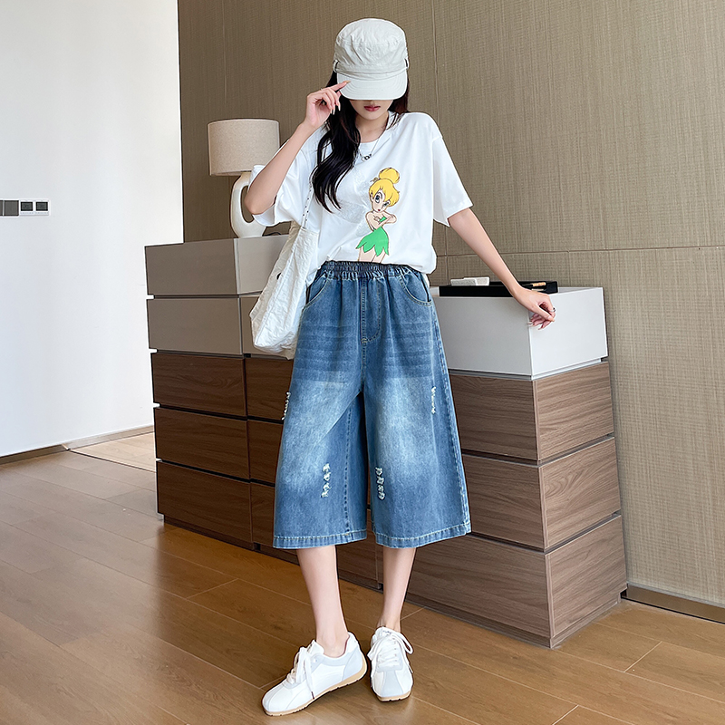 Seven tenths quality jeans elastic waist wide leg pants for women