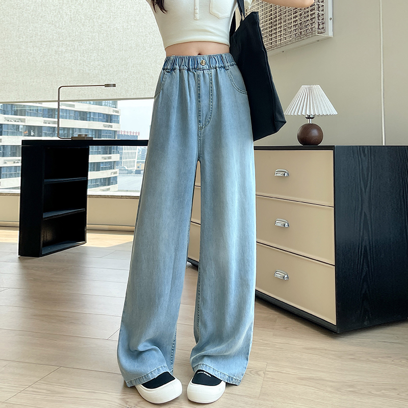 Ice silk straight long pants drape culottes
