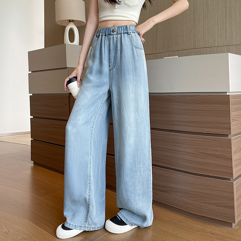 Ice silk straight long pants drape culottes