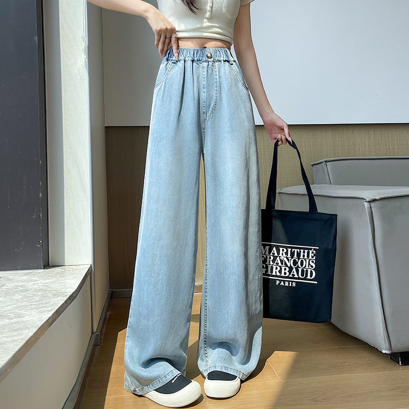Ice silk straight long pants drape culottes