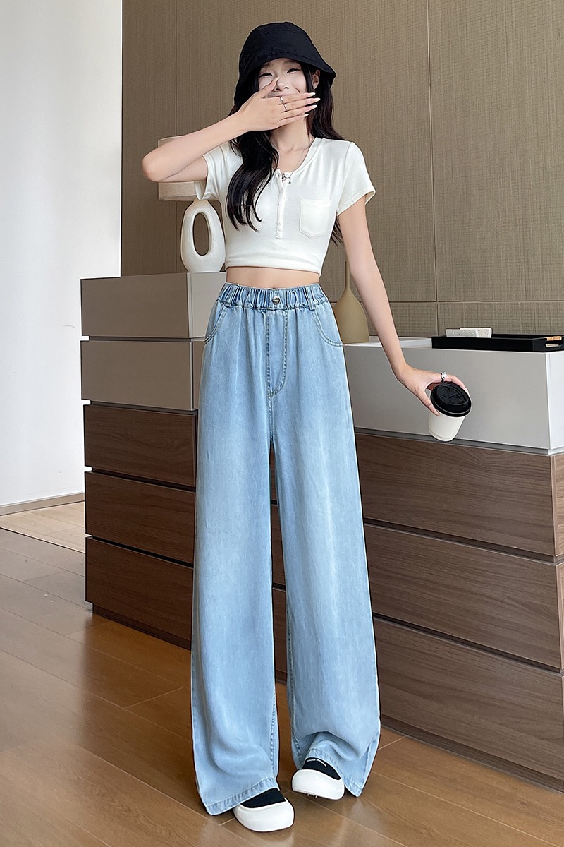 Ice silk straight long pants drape culottes