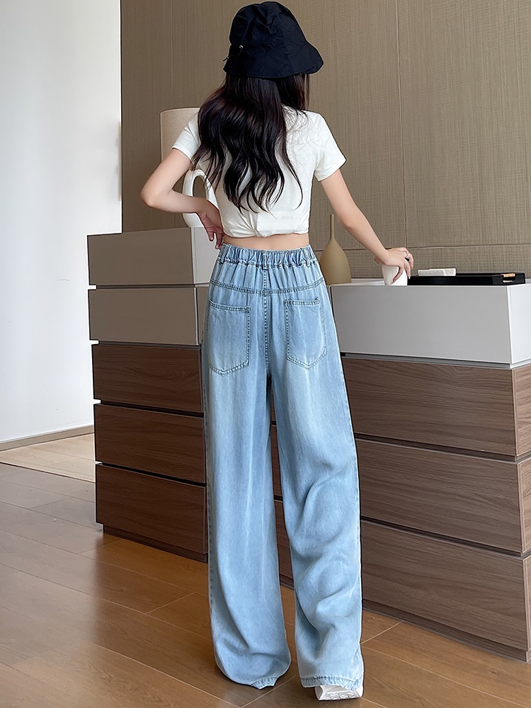 Ice silk straight long pants drape culottes