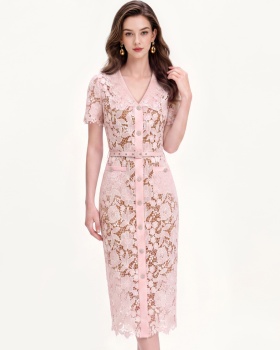 Short sleeve long dress tender dress for women