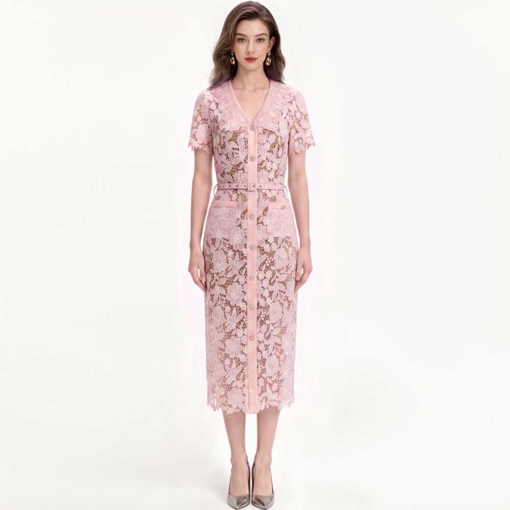 Short sleeve long dress tender dress for women