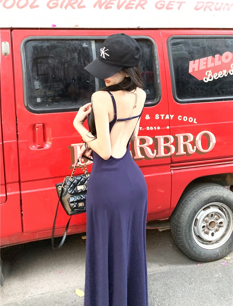 Sling with chest pad retro halter drape dress for women