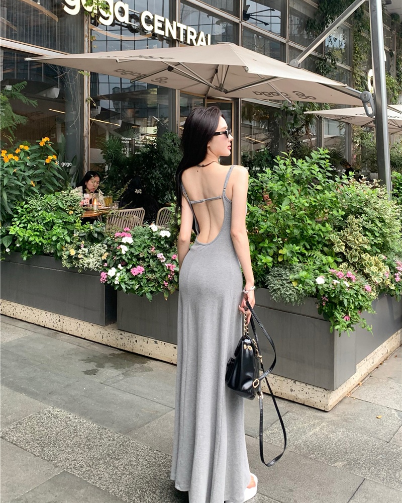 Sling with chest pad retro halter drape dress for women